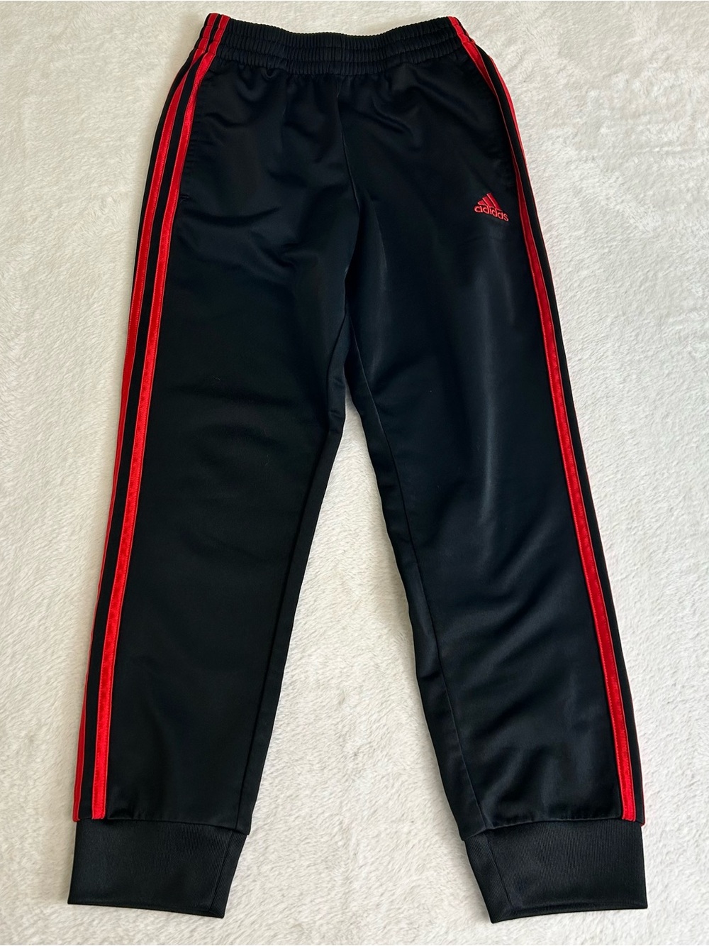Adidas Kids Boys Sweatpants Medium 10/12 Black 3-Stripe Fleece Jogger Regular